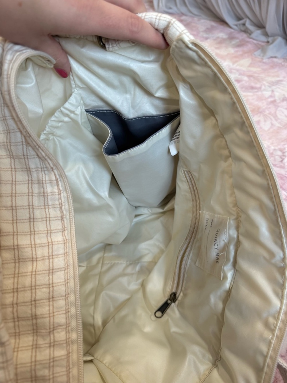 Quincy Mae Quilted Diaper Bag 100% Cotton - Picture 9 of 9